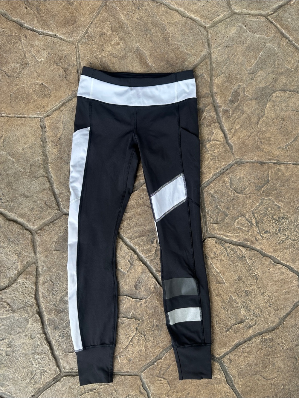 lululemon athletica Black and White Colorblock Leggings